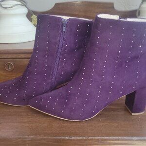 Halston Heritage Purple Studded Boots Women's Size 11 Casual Dress Heels